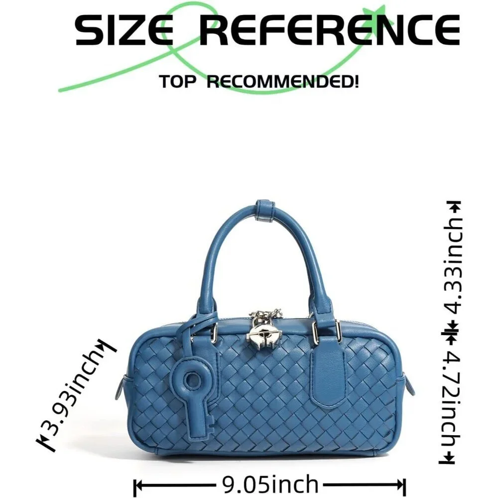Woven Leather Crossbody Bag for Women Microfiber Genuine Small Purse